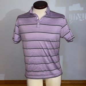 Nike TIGER WOODS Collection Dri-Fit Polo Golf Shirt Striped Purple Gray